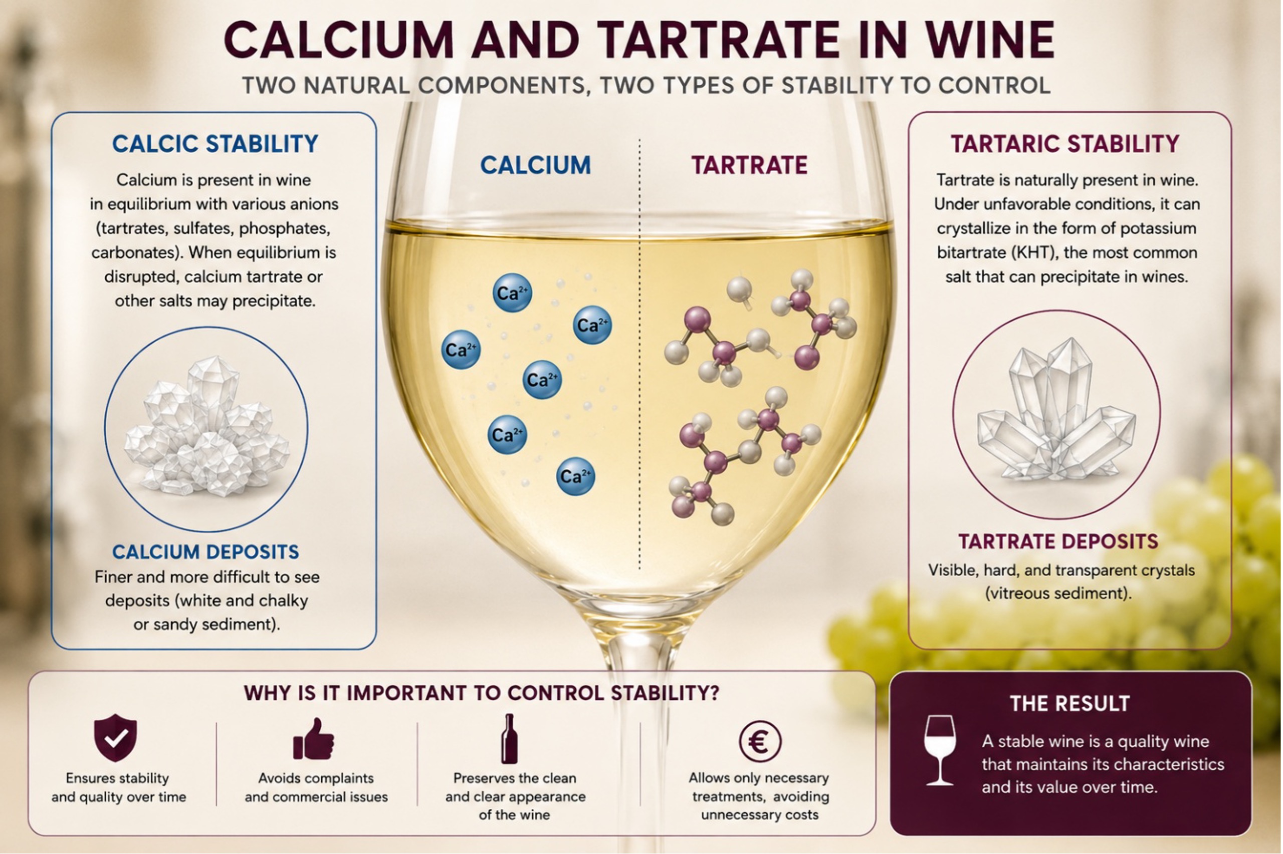 calcium and tartrate in wine