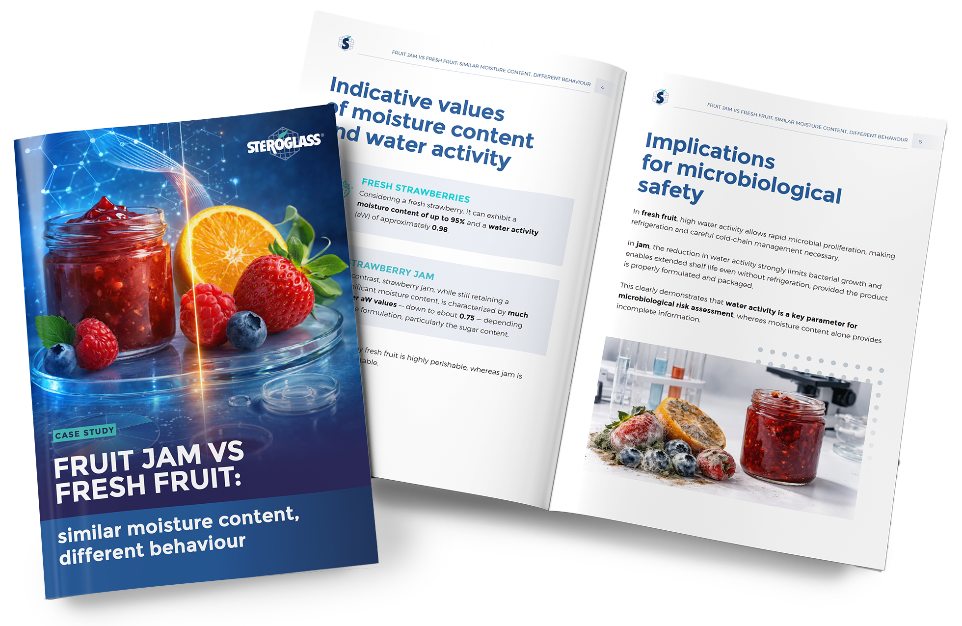 Fruit jam vs fresh fruit: similar moisture content, different behaviours